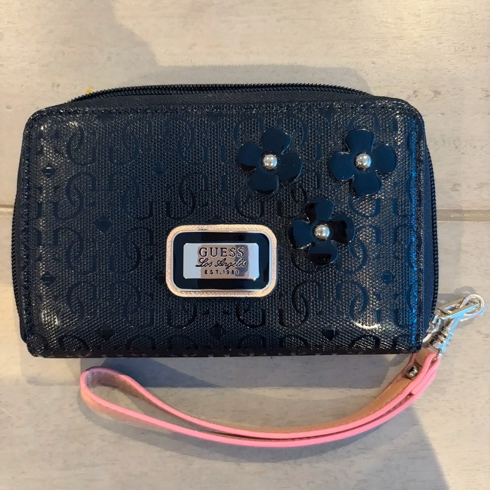 Guess Black Wristlet (with flower design)